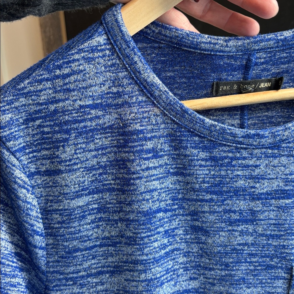 RAG & BONE/JEAN Marled Blue Stretch-Knit Short Sleeve Tee with Pocket ( Sz S )